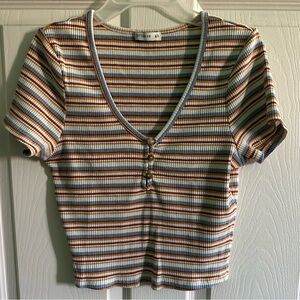 Multicolor Striped Crop Top